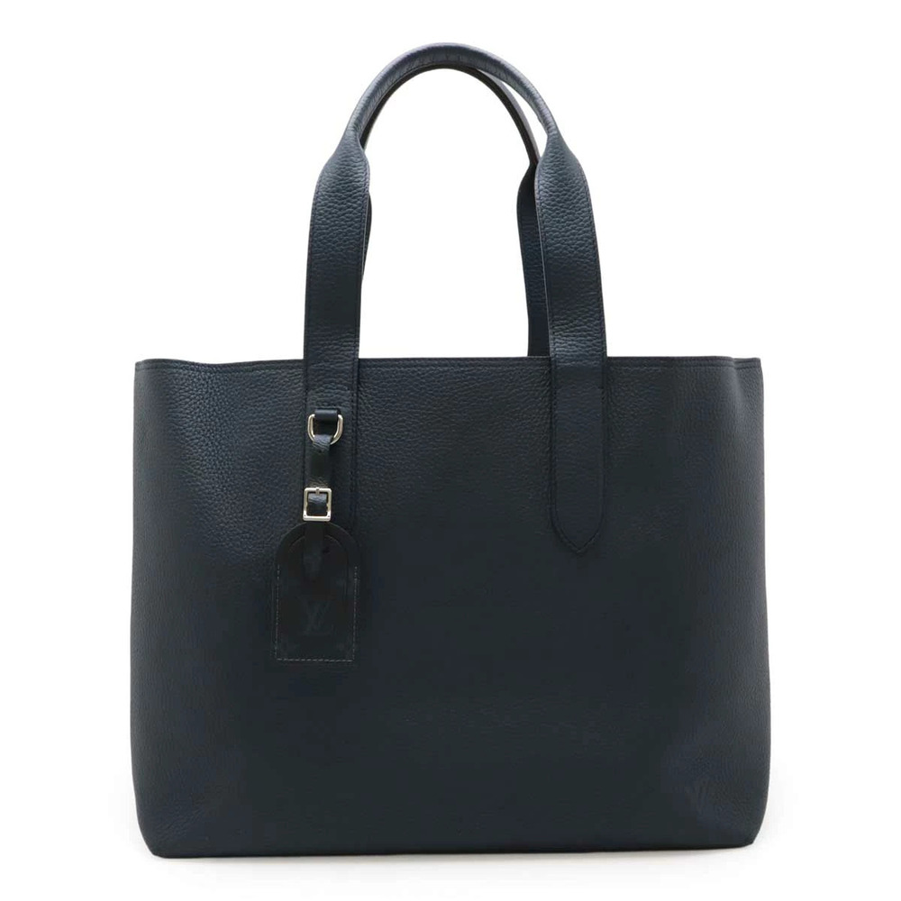 LOUIS VUITTON Cabas Voyage NV Tote Bag Shoulder Taurillon Leather Navy Blue